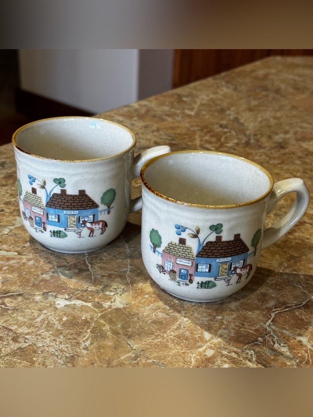 Vintage International Tableworks Heartland Village 105 Stoneware Coffee Tea Cups